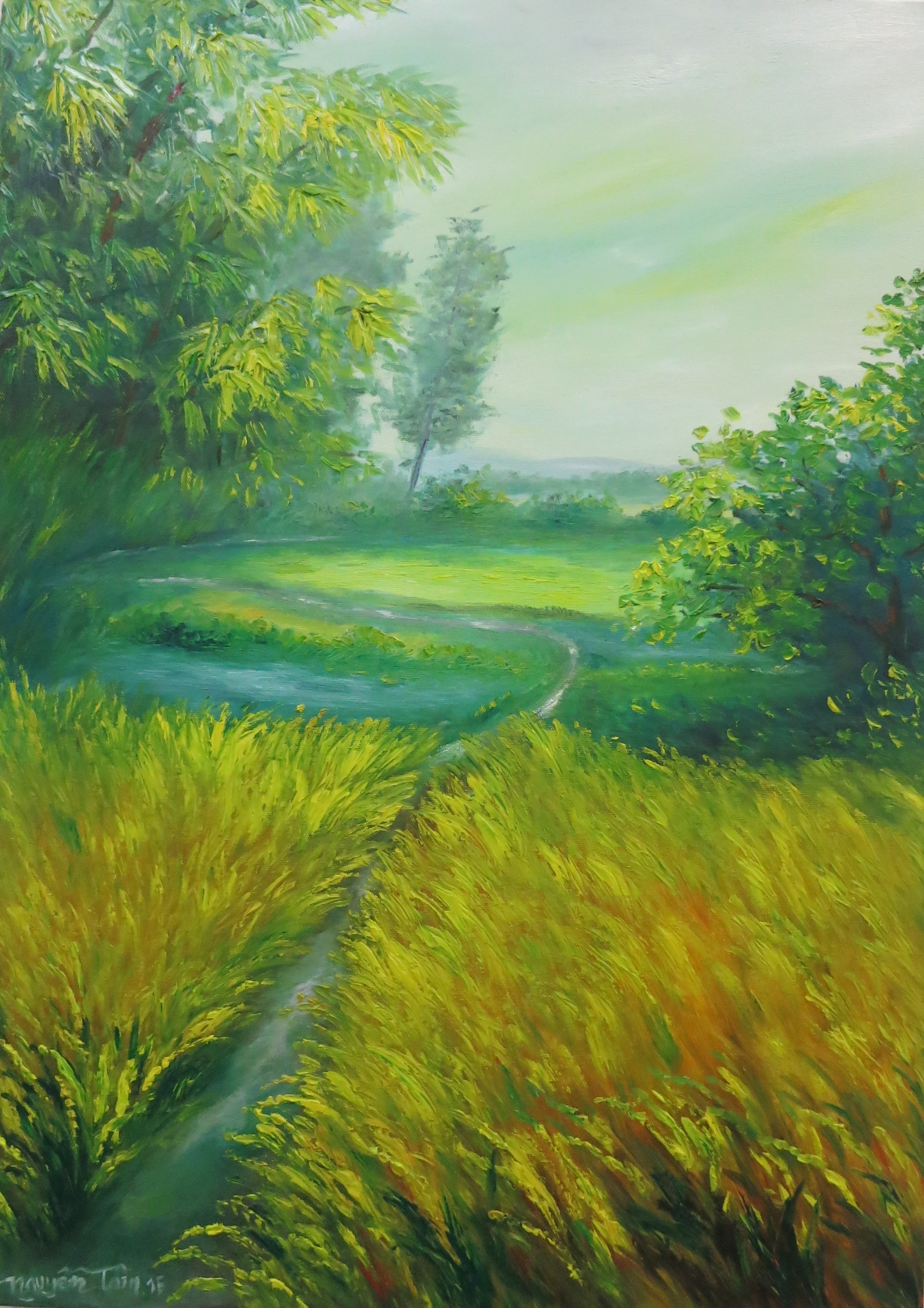 Tranh Hoa Vàng Trên Cỏ Xanh